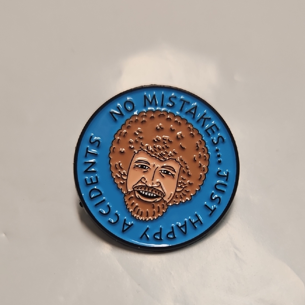 "Happy Accidents" Bob Ross Enamel Pin Brooch NWOT